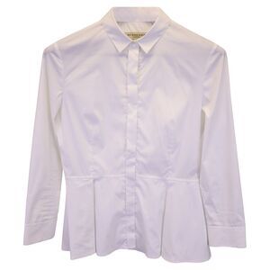 Burberry Peplum Shirt in White Cotton